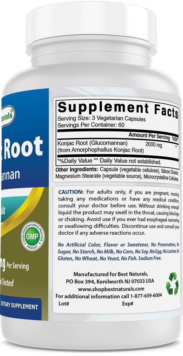 Best Naturals Konjac Root 2000mg, 180 Count - görsel 9