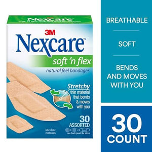 Nexcare Soft 'n Flex Bandage, Assorted – Flexible Fabric Material: The bandages are made from a breathable fabric – Image 1