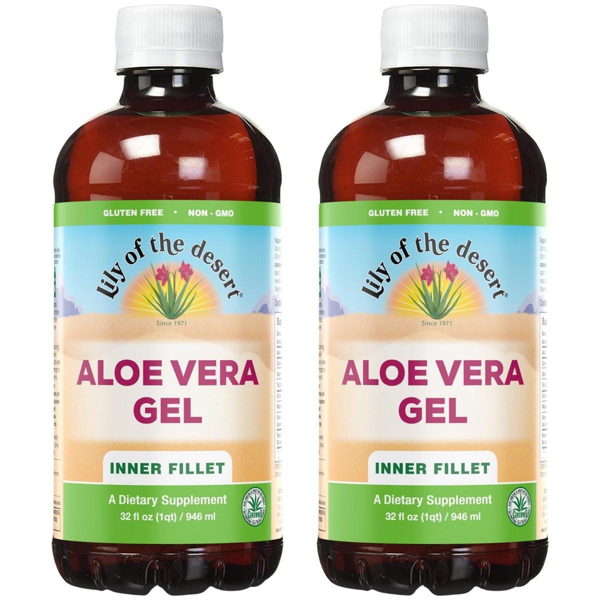 Lily Of The Desert Aloe Vera Gel - Inner Fillet Thicker Consistency Aloe Vera Drink with Natural Vitamins, Digestive Enzymes for Gut Health, Stomach Relief, Wellness, Glowing Skin, 32 Oz (Pack of 2) - görsel 2