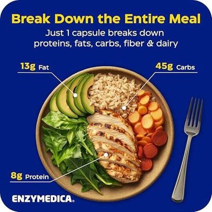 Enzymedica Digest Complete + Probiotics - Digestive Enzyme Supplement for Women & Men, Enzyme and Probiotic Capsules for Digestion, Gut Health Support, Helps Gas & Bloating, Vegetarian - 30 Caps