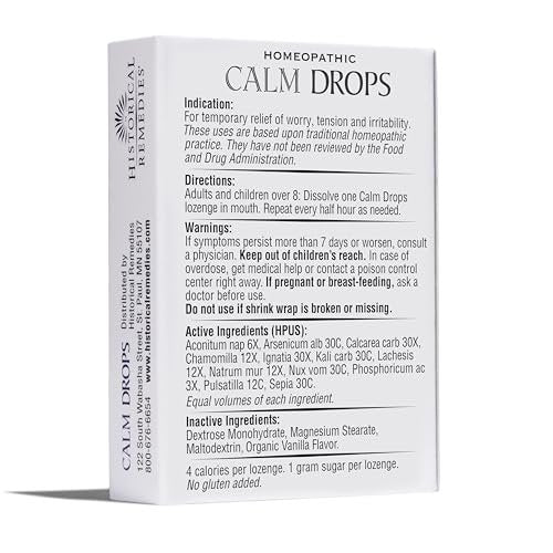 Historical Remedies Calm Drops Homeopathic Lozenges (1 Pack) | Natural Care for Emotional Stress Relief, Vegan & Gluten-Free Organic Vanilla Flavor Drops to Promote Relaxation and a Sense of Calm - görsel 6