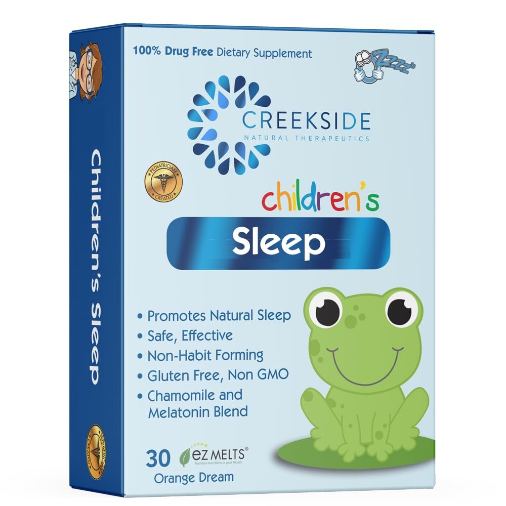 Creekside Naturals Children’s Sleep, with Melatonin and Chamomile, Zero Sugar, Vegan, Pediatrician Formulated, Orange Dream Flavor, 30 EZ Melt Tablets - görsel 7