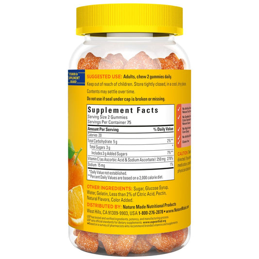 Nature Made Vitamin C Gummies 250mg per Serving for Daily Immune Support, Adult Vitamin C Immune Support Gummies, 150 Count, 75 Day Supply