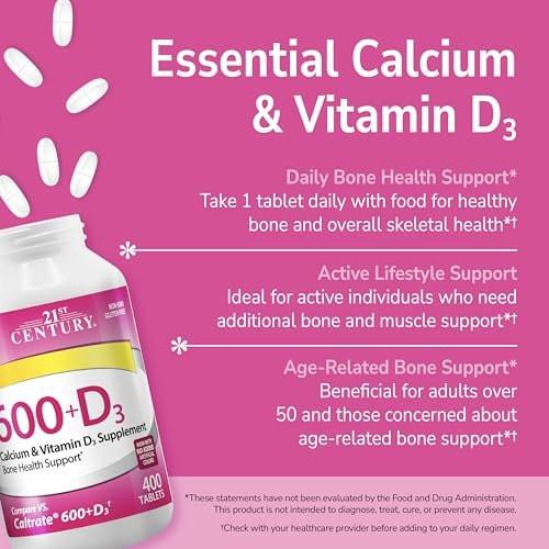 21st Century Calcium Plus D Supplement Tablet, 600 mg, 400 Count - görsel 6