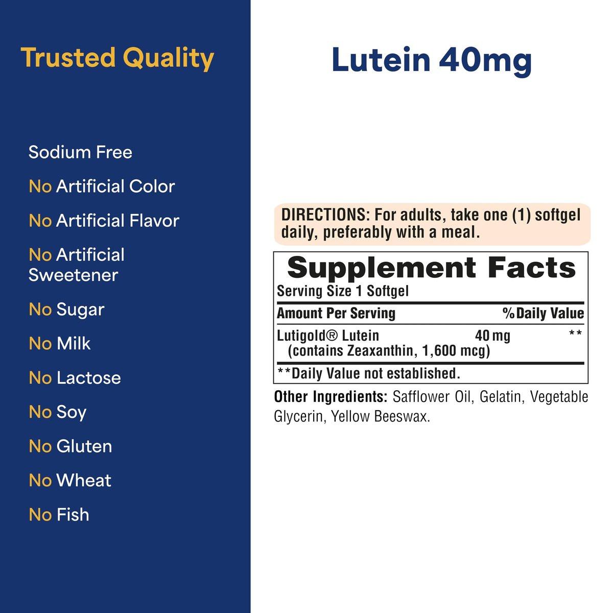 Puritan's Pride Premium Lutigold™ Lutein Carotenoid 40mg with Zeaxanthin for Men and Women, Dietary Supplement for Eye Health Support, 8 Month Supply, 120 Easy-to-Swallow Softgels - görsel 12