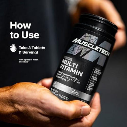 MuscleTech Platinum Multivitamins for Men & Women - Multi-Vitamin Supplement for Immune Support - 18 Vitamins & Minerals, Vitamin A C D E B6 B12 - Daily Workout Supplements for Men - 90 Capsules