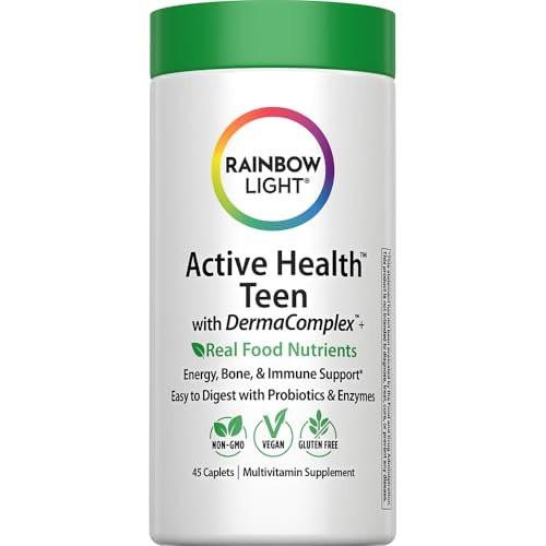 Rainbow Light Teen Multivitamin | 45 Caplets | for Boys and Girls | with DermaComplex, Real Food Nutrients & Iron | Probiotics & Enzymes | Energy, Bone & Immune Support - görsel 12