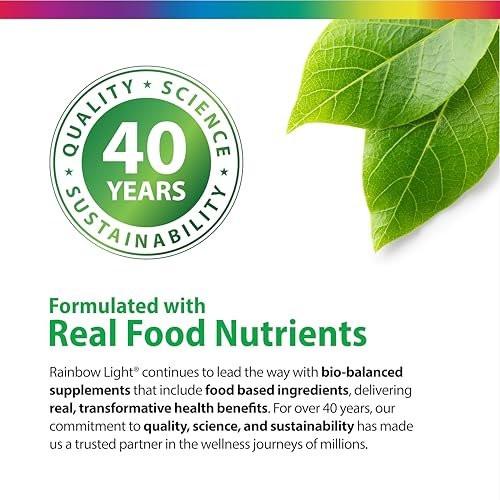 Rainbow Light Teen Multivitamin | 45 Caplets | for Boys and Girls | with DermaComplex, Real Food Nutrients & Iron | Probiotics & Enzymes | Energy, Bone & Immune Support - görsel 1