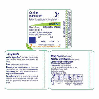 Boiron Conium Maculatum 3C for Dizziness Triggered by Moving The Head - 80 Pellets