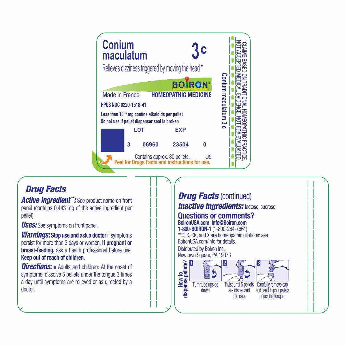 Boiron Conium Maculatum 3C for Dizziness Triggered by Moving The Head - 80 Pellets - görsel 2