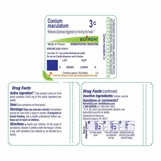Boiron Conium Maculatum 3C for Dizziness Triggered by Moving The Head - 80 Pellets