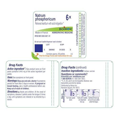 Boiron Natrum Phosphoricum 6X for Heartburn with Acid Indigestion - 80 Pellets - görsel 1