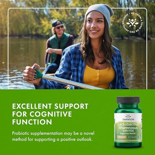 Swanson Lactobacillus Rhamnosus with FOS - 5 Billion CFU - Digestive Health Support with Fructooligosaccharides - Probiotic Support for Gastrointestinal Health* - Vegan - 60 Veggie Caps - görsel 1