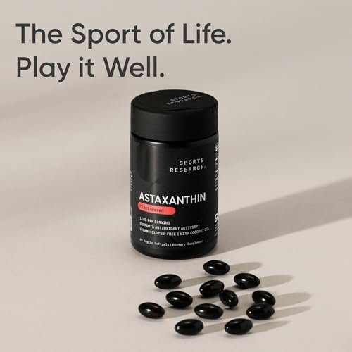 Sports Research Triple Strength Vegan Astaxanthin Supplement from Algae - Plant Based Softgels for Antioxidant Activity, Skin & Eye Health - Non-GMO Verified, Made with Coconut Oil - 12mg, 60 Count - görsel 8