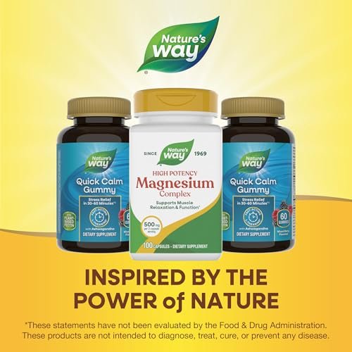Nature's Way Magnesium Complex, Supports Muscle Relaxation*, Muscle Function*, Promotes a Sense of Calm*, Magnesium Citrate and Oxide, 100 Capsules (Packaging May Vary) - görsel 2