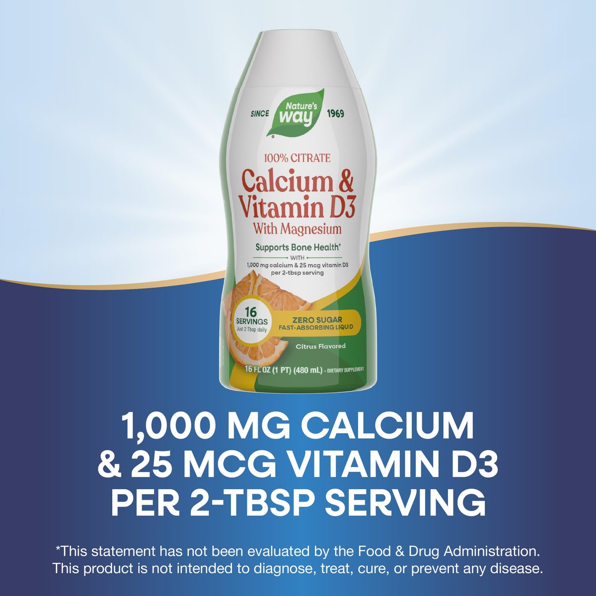 Nature's Way Calcium & Vitamin D3 with Magnesium Liquid Supplement, Calcium & Vitamin D Supplement, Supports Bone Health*, Fast-Absorbing Liquid, Gluten Free, Citrus Flavored, 16 Fl Oz (Pkg May Vary) - görsel 7
