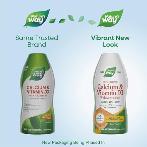 Nature's Way Calcium & Vitamin D3 with Magnesium Liquid Supplement, Calcium & Vitamin D Supplement, Supports Bone Health*, Fast-Absorbing Liquid, Gluten Free, Citrus Flavored, 16 Fl Oz (Pkg May Vary) - görsel 4