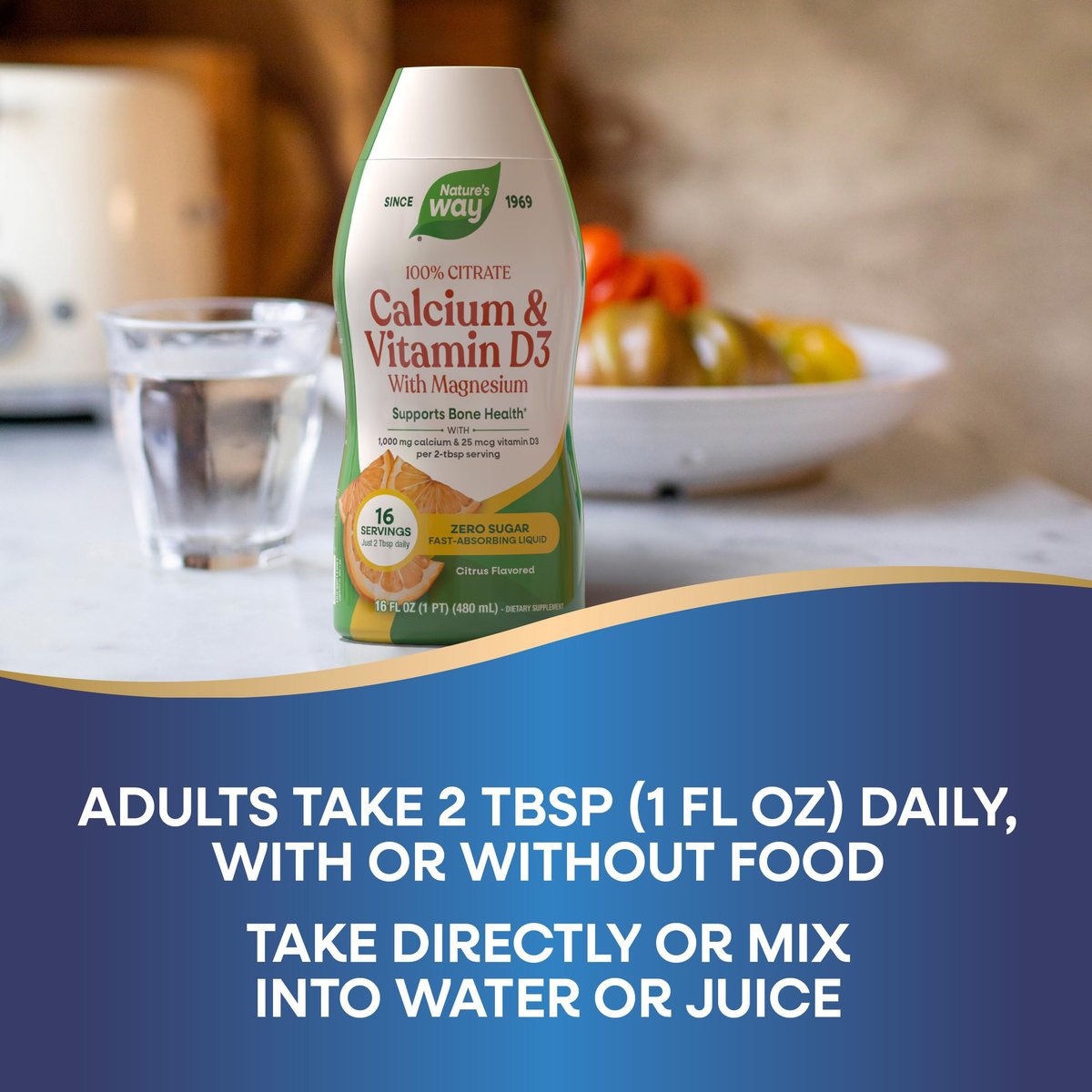 Nature's Way Calcium & Vitamin D3 with Magnesium Liquid Supplement, Calcium & Vitamin D Supplement, Supports Bone Health*, Fast-Absorbing Liquid, Gluten Free, Citrus Flavored, 16 Fl Oz (Pkg May Vary) - görsel 11