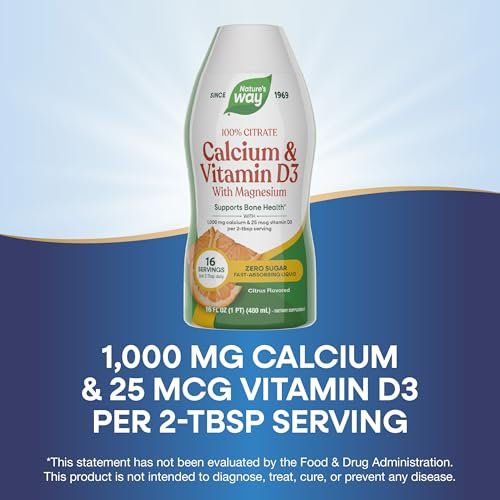 Nature's Way Calcium & Vitamin D3 with Magnesium Liquid Supplement, Calcium & Vitamin D Supplement, Supports Bone Health*, Fast-Absorbing Liquid, Gluten Free, Citrus Flavored, 16 Fl Oz (Pkg May Vary) - görsel 8