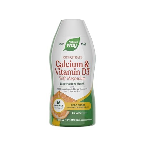Nature's Way Calcium & Vitamin D3 with Magnesium Liquid Supplement, Calcium & Vitamin D Supplement, Supports Bone Health*, Fast-Absorbing Liquid, Gluten Free, Citrus Flavored, 16 Fl Oz (Pkg May Vary) - görsel 2
