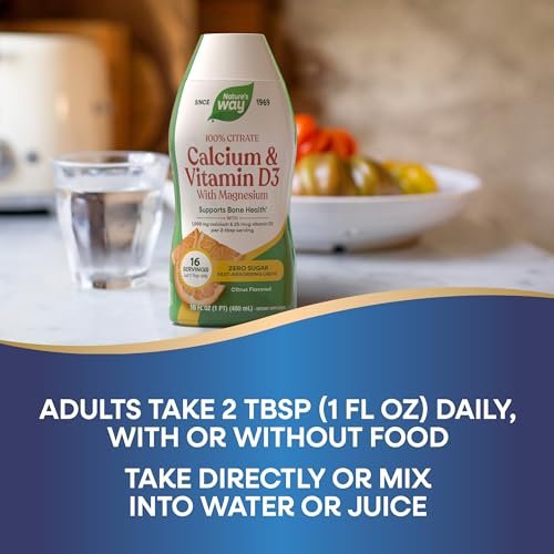 Nature's Way Calcium & Vitamin D3 with Magnesium Liquid Supplement, Calcium & Vitamin D Supplement, Supports Bone Health*, Fast-Absorbing Liquid, Gluten Free, Citrus Flavored, 16 Fl Oz (Pkg May Vary) - görsel 12