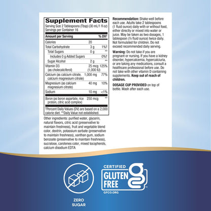 Nature's Way Calcium & Vitamin D3 with Magnesium Liquid Supplement, Calcium & Vitamin D Supplement, Supports Bone Health*, Fast-Absorbing Liquid, Gluten Free, Citrus Flavored, 16 Fl Oz (Pkg May Vary)