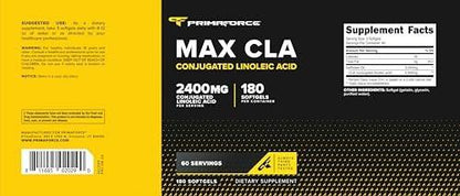 Primaforce CLA 2400 mg per Serving (180 softgels) - Max CLA - for Men and Women, Non-Stimulating, GMO Free & Gluten Free