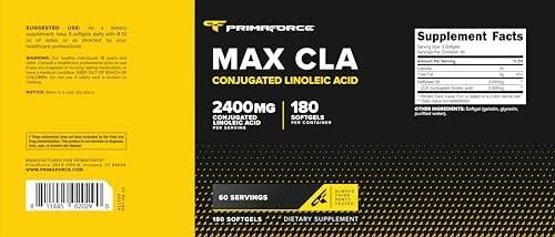 Primaforce CLA 2400 mg per Serving (180 softgels) - Max CLA - for Men and Women, Non-Stimulating, GMO Free & Gluten Free - görsel 5