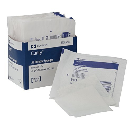 Covidien 8044 Curity Non-Woven All-Purpose Sponge, Sterile 2's in Peel-Back Package, 4" x 4", 4-ply (Pack of 50) - görsel 1