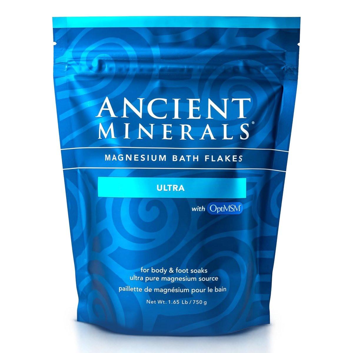 Ancient Minerals Magnesium Bath Flakes Ultra with OptiMSM – Pure Zechstein Magnesium Chloride and Organic Sulfur Bath Salts, Soothing Mineral Soak for Skin & Body, 1.65 lb - görsel 1