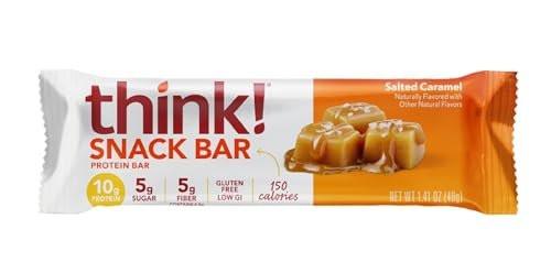 think! Protein Bars with Chicory Root for Fiber, Digestive Support, Gluten Free with Whey Protein Isolate, Salted Caramel, Snack Bars without Artificial Sweeteners, 1.4 Oz (10 Count) - görsel 6