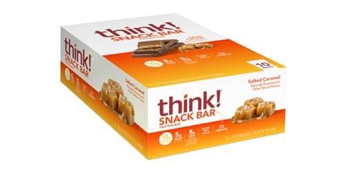 think! Protein Bars with Chicory Root for Fiber, Digestive Support, Gluten Free with Whey Protein Isolate, Salted Caramel, Snack Bars without Artificial Sweeteners, 1.4 Oz (10 Count) - görsel 5