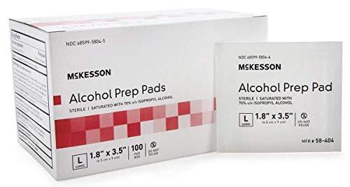 McKesson 70% Isopropyl Alcohol Prep Pad - Sterile, 1.8 x 3.5 Inch, Pack of 100 - görsel 1