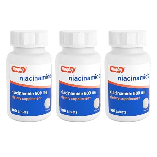 Rugby Niacinamide 500 mg Tablets, Gluten-Free Dietary Supplement for Adults, Supports Overall Health, No Artificial Flavors - 100 Count (Pack of 3) - görsel 1