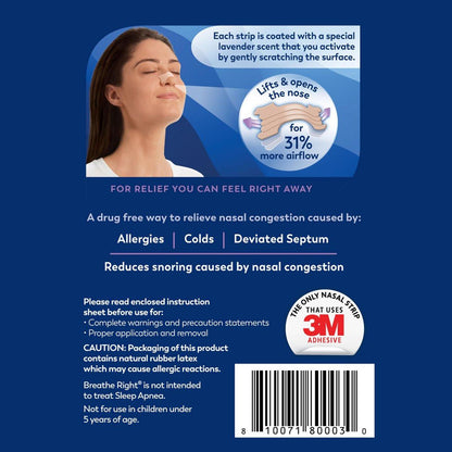 Breathe Right Nasal Strips, Extra Strength Tan Nose Strips, Drug-Free Nasal Congestion Relief for Better Breathing, Help Relieve Snoring, Caused by Colds & Allergies, Deviated Septum, 44ct
