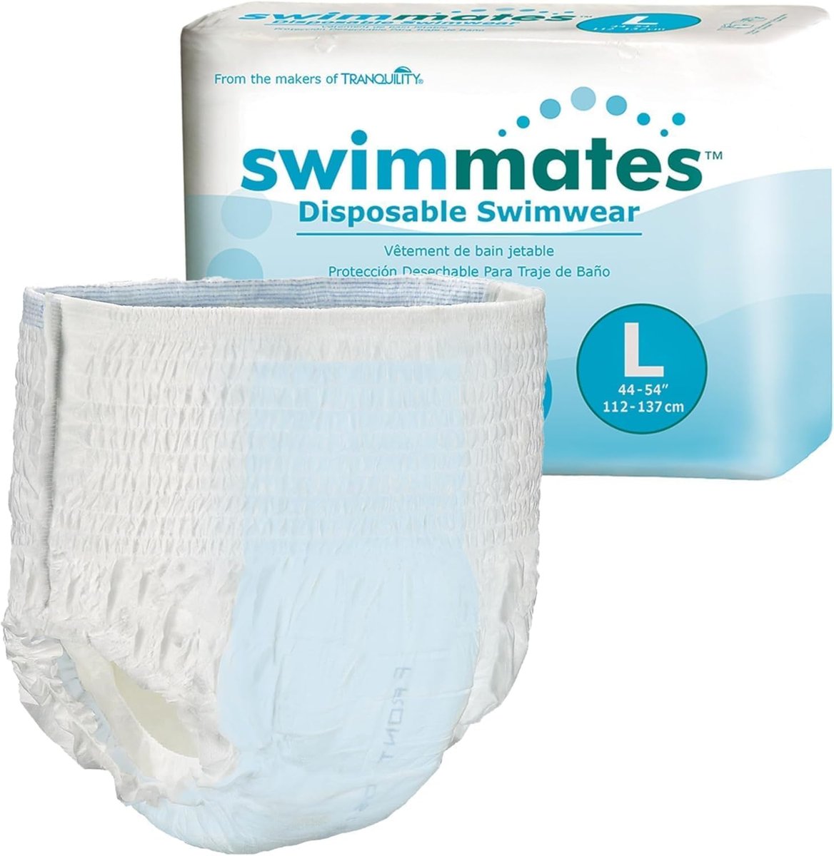 Swimmates Adult Swim Underwear, Pull-Up with Tear-Away Side Seams, Unisex, Disposable, Large (44"- 54" Waist), 18 Count (Pack of 1) - görsel 1