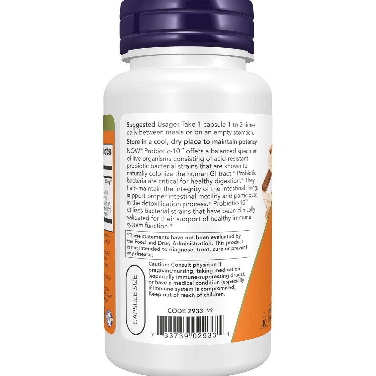 NOW Foods Probiotic-10™, 25 Billion, 10 Strains, Dairy, Soy & Gluten Free, Strain Verified, 100 Veg Capsules - görsel 5