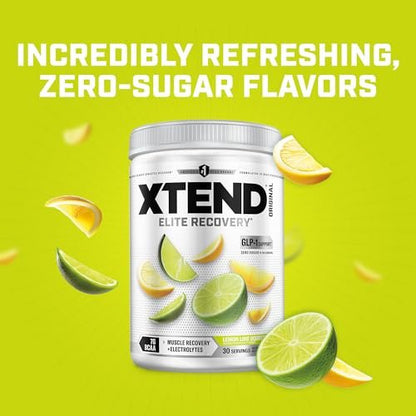 Xtend Original BCAA Powder, 7g BCAAs and 2.5g L-Glutamine for Muscle Recovery Hydration and Lean Muscle, Sugar Free Intra and Post Workout Drink with Electrolytes, Lemon Lime Squeeze, 30 Servings