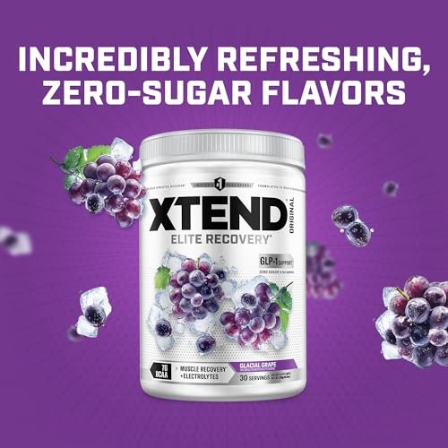 Xtend Original BCAA Powder, 7g BCAAs and 2.5g L-Glutamine for Muscle Recovery Hydration and Lean Muscle, Sugar Free Intra and Post Workout Drink with Electrolytes, Glacial Grape, 30 Servings - görsel 6