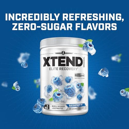 Xtend Original BCAA Powder, 7g BCAAs and 2.5g L-Glutamine for Muscle Recovery Hydration and Lean Muscle, Sugar Free Intra and Post Workout Drink with Electrolytes, Blue Raspberry Ice, 30 Servings