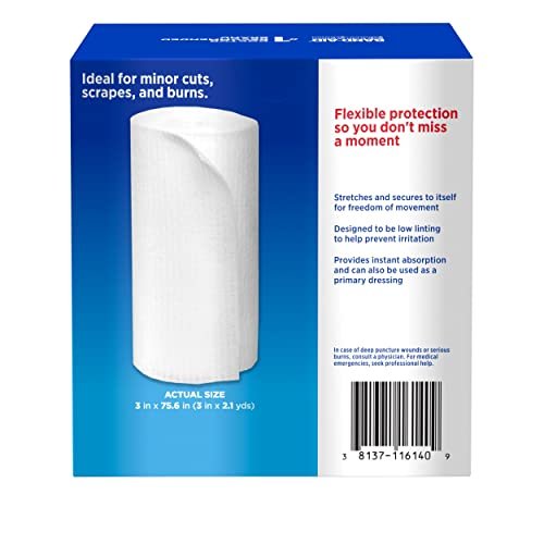 Band-Aid Brand Flexible Rolled Gauze Dressing for Minor Wound Care, 3 Inches by 2.1 Yards, Value Pack 5 ct - görsel 1
