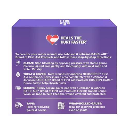 Band-Aid Brand Absorbent Cushion Care Sterile Square Gauze Pads for First Aid Protection of Minor Cut, Scrapes & Burns, Non-Adhesive, Wound Care Dressing Pads, Small, 2 in x 2 in, 3 Pack - görsel 2