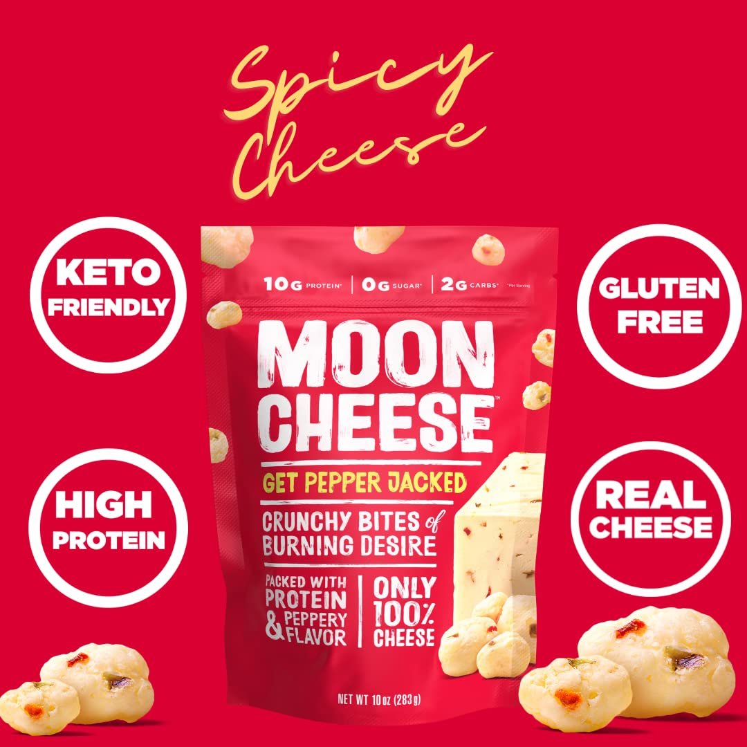 Moon Cheese Bites, Get Pepper Jacked, 2-Ounce 3-Pack, 100% Real Cheese Snack, Protein, Keto, After-School or Lunch Snack - görsel 7