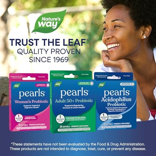 Nature's Way Pearls Adult 50+ Probiotic, Probiotics for Digestive Health* Supports Regularity, Immune & Colon Health*, 1 Billion Cultures, No Refrigeration Needed, 30 Softgels - görsel 3