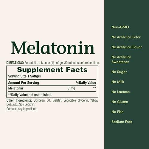 Nature's Bounty Melatonin 5mg, 100% Drug Free Sleep Aid, Dietary Supplement for Relaxation and Sleep Health - 4 Month Supply, 60 Rapid Release Softgels Twin Pack (120ct) - görsel 4