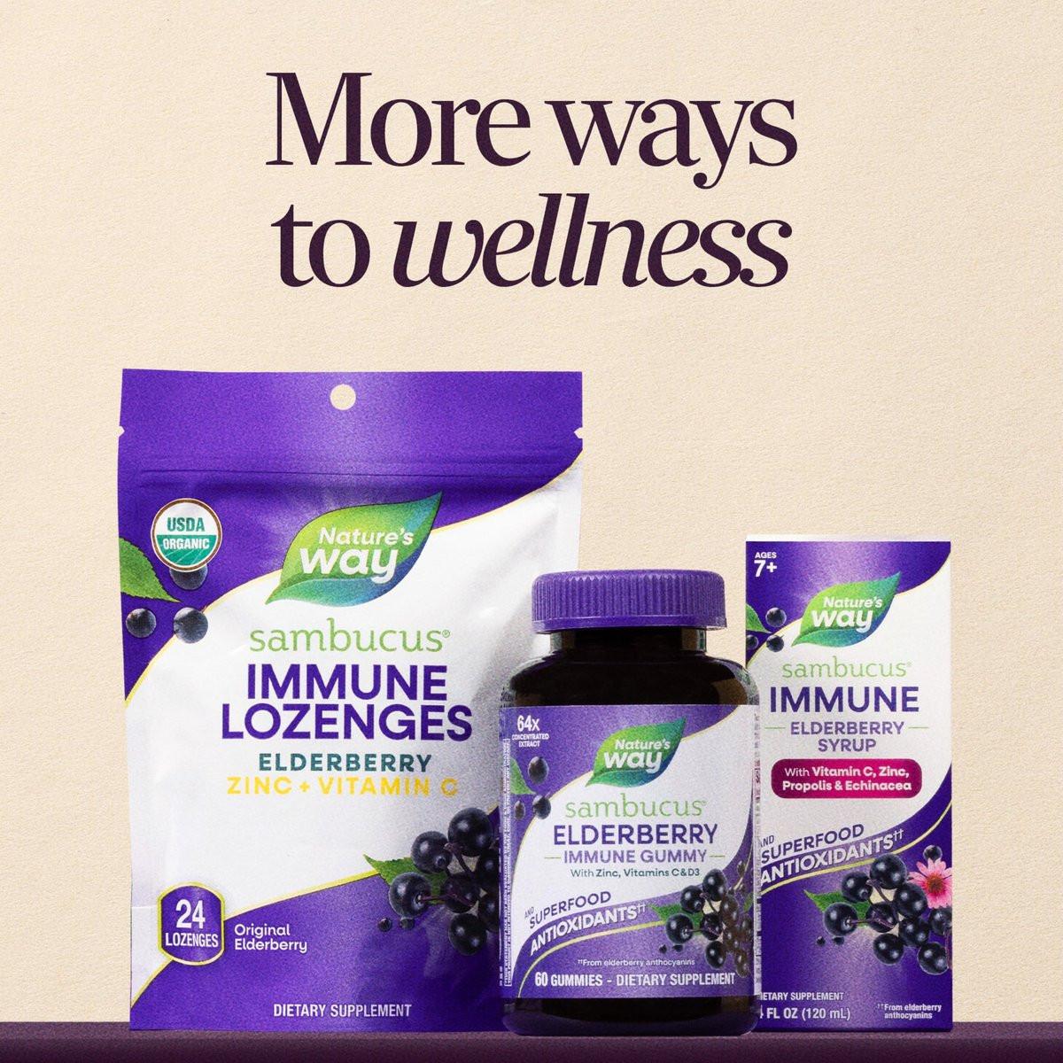 Nature's Way Sambucus Elderberry Gummies, Immune Support Gummy for Adults & Kids Ages 4+ with Black Elderberry Extract, Vitamin C, Vitamin D3, and Zinc*, 60 Gummies - görsel 10