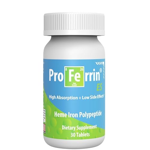 Proferrin ES - 10.5 mg High Absorbing Heme Iron Polypeptide - 30 Tablets - Made in USA - Easy on the Gut - Not Affected by Coffee, Calcium, or PPIs - görsel 1