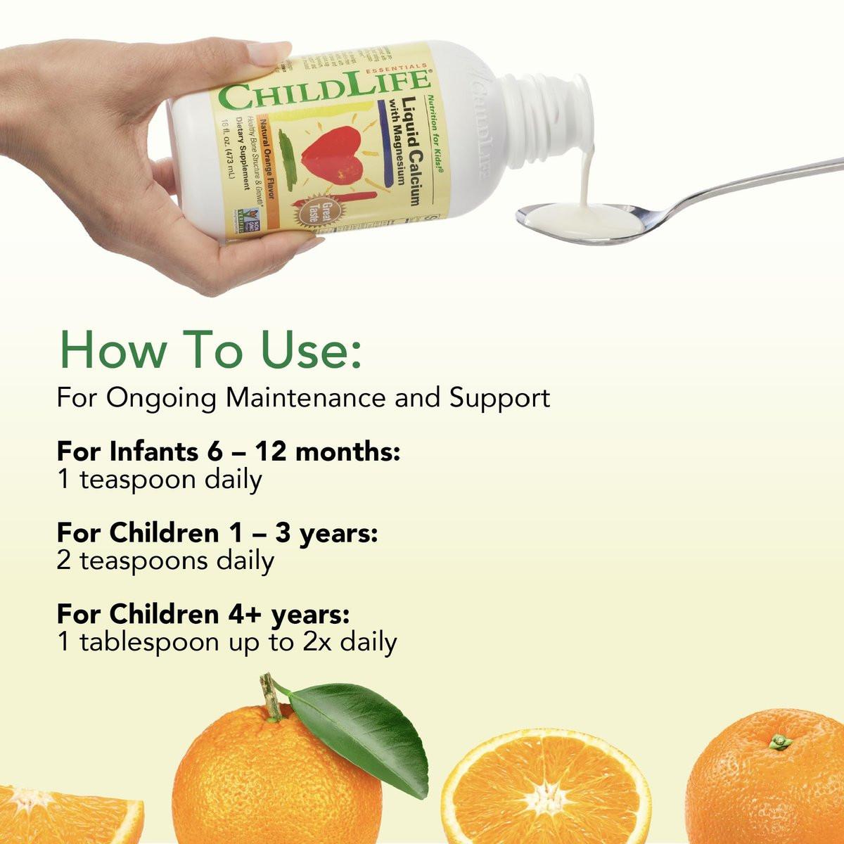 ChildLife Essentials Liquid Calcium Supplement for Kids - Baby & Toddler Calcium with Magnesium, Zinc, and Vitamin D3 - Orange Flavor, 16 fl oz (1 Pack) - görsel 8
