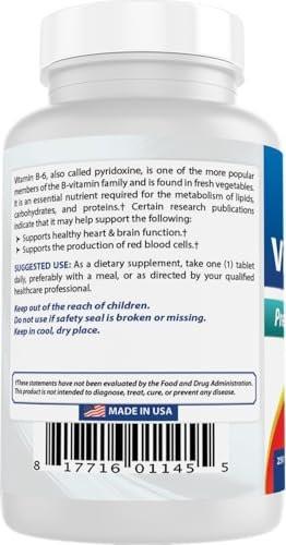 Best Naturals Vitamin B6 100 mg Tablets, 250 Count – High Potency Supplement for Energy & Nervous System Support - görsel 9