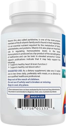 Best Naturals Vitamin B6 50 mg 250 Tablets - görsel 14